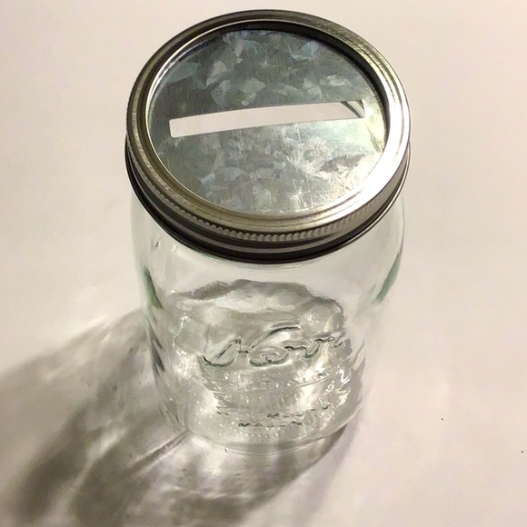 Galvanized Coin Bank Lid with Wide Mouth Canning Jar - Picture 1 of 4